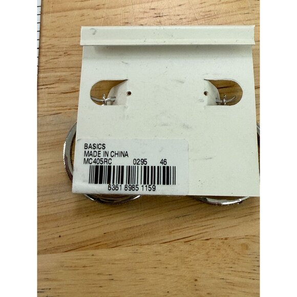 Charter Club Silver-Tone Crystal Hoop Earrings 1.6", Glam, Classic, Neutral, - Picture 5 of 9